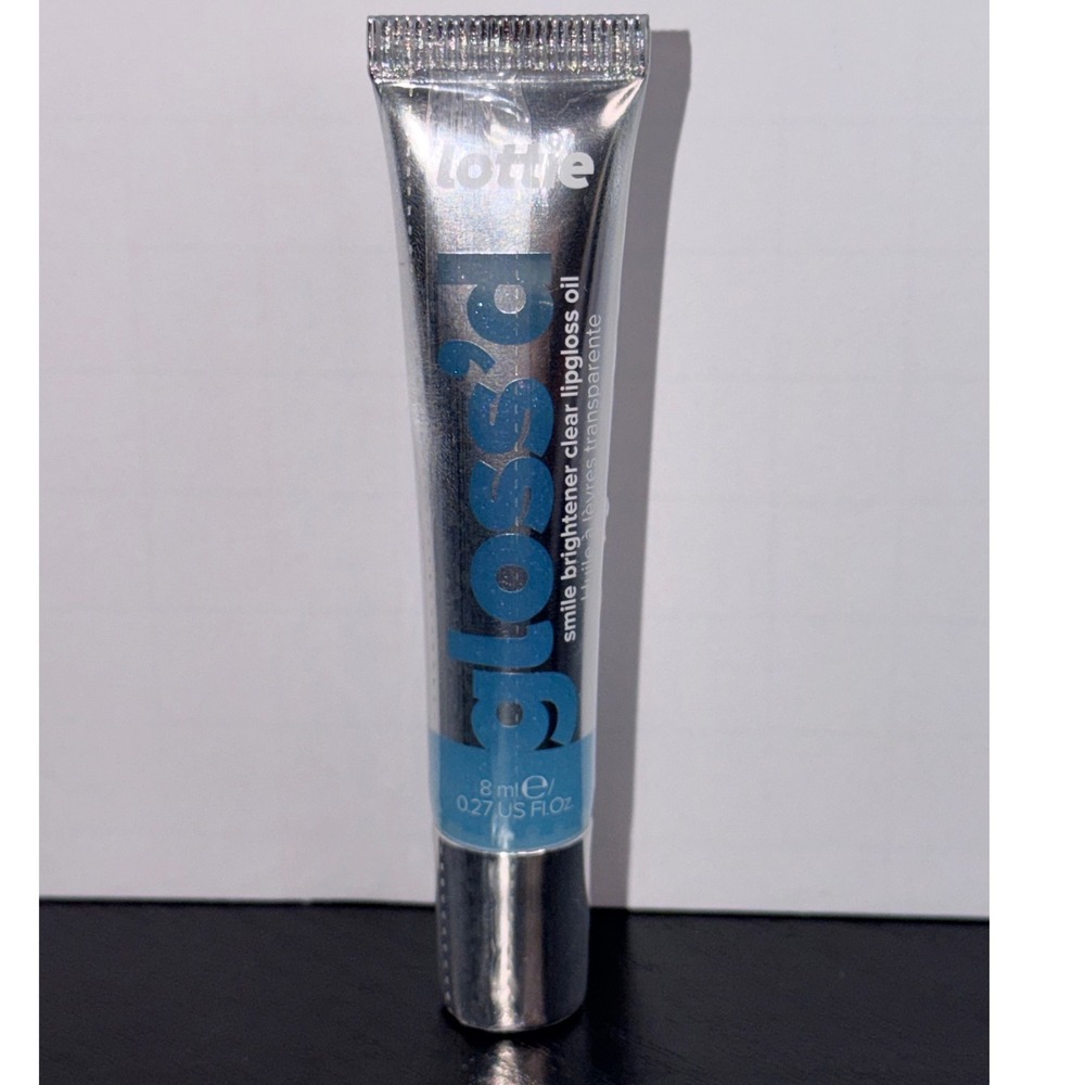 Lottie London Gloss'd Made Ya Smile Lip Gloss Oil Tint Clear Blue Pearl Vegan